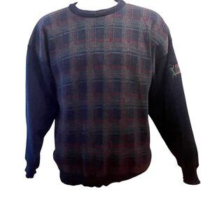 Proquip Golf Windstopper Wool Blend Tartan Plaid Sweater Men L Senior Tour